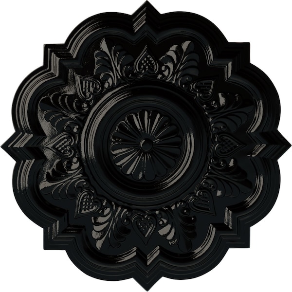 Ekena Millwork Deria Ceiling Medallion (Fits Canopies up to 6"), Hand-Painted Black Pearl, 20 1/4"OD x 1 1/2"P CM20DRBPS - main